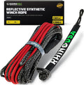 Rhino USA Reflective Synthetic Winch Rope 1/4In X 50Ft - Black
