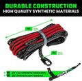 Rhino USA Reflective Synthetic Winch Rope 1/4In X 50Ft - Black