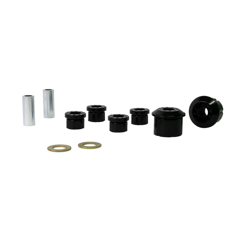 Control arm - lower inner front and rear bushing 6 Bushings 2 Tubes 2 Washers Grease