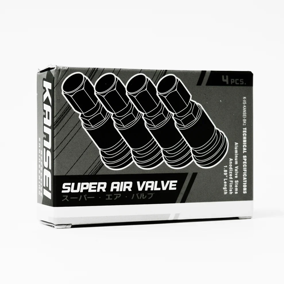 Kansei Premium Branded Black Valve Stems (Set of 4)