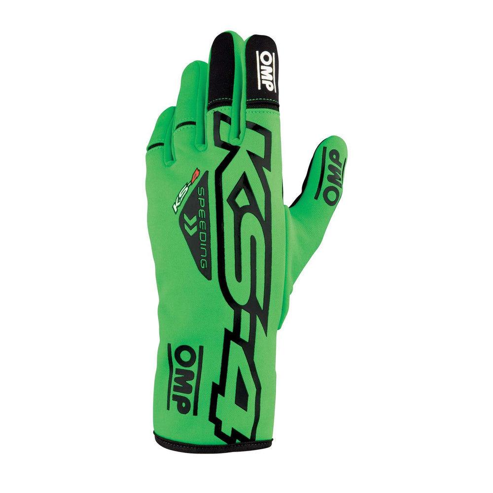 OMP KS-4 KART GLOVES FLUO GREEN / BLACK SZ S