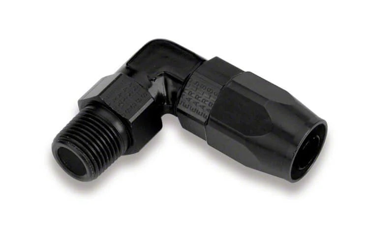 BLACK 90 DEG 1/4" NPT TO -6 SWIVEL-SEAL