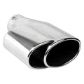DUAL OVAL ROUND SINGLE WALL ROLLED EDGE SS EXHAUST TIP 2.5IN ID / 6INX5.25IN OD