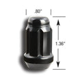 12MM X 1.50 5 LUG KIT SMALL DIAMETER BLACK CHROME (LUGS & KEY)