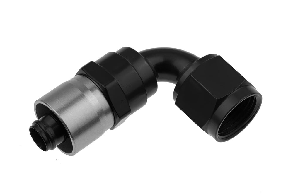 16 AN 90 DEGREE CRIMP STYLE HOSE END BLACK