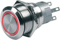 PUSH BUT SW MOM 12V RED LED