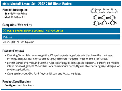 Engine Intake Manifold Gasket Set - 15-53657-01