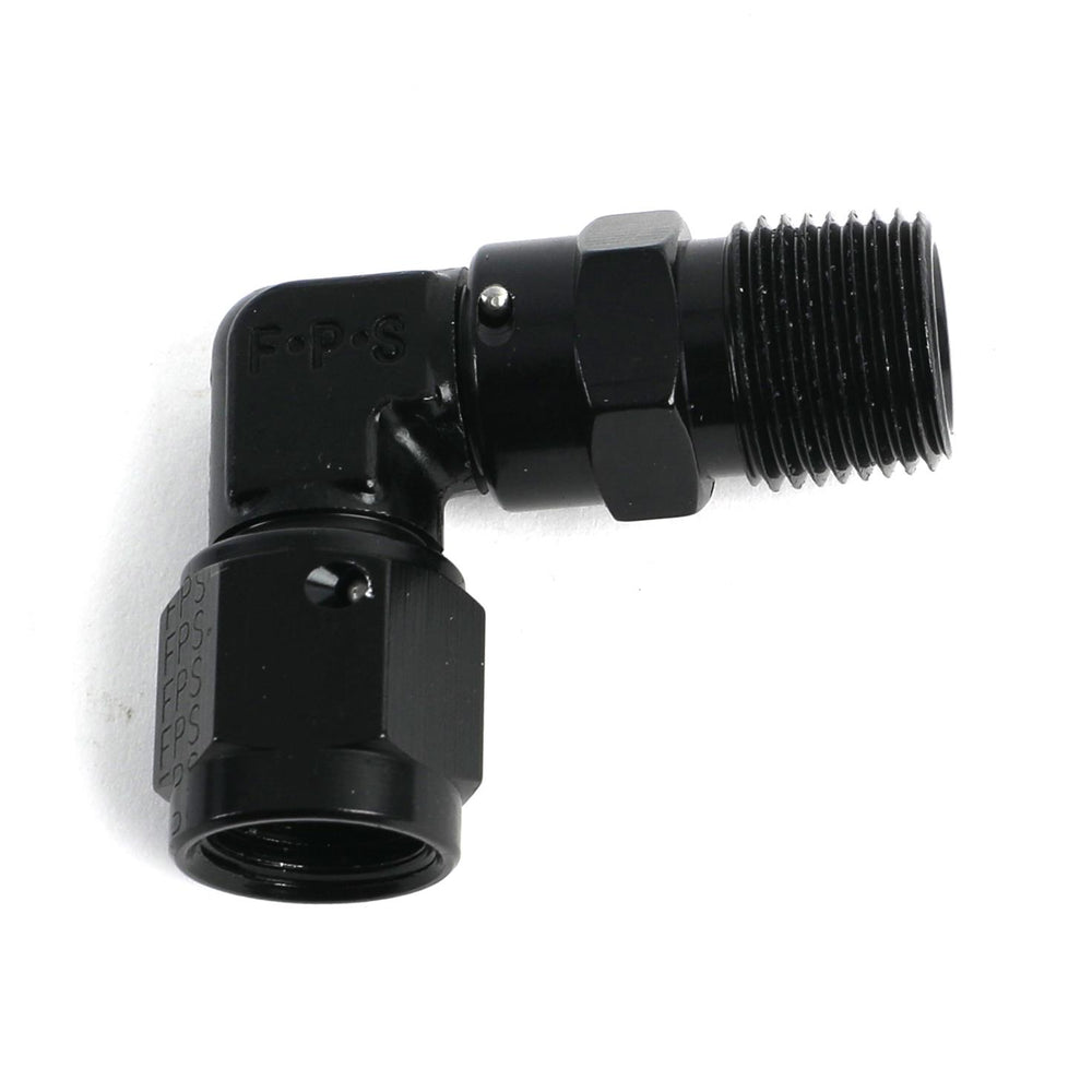 Fragola -6AN Female Swivel To 3/8 NPT - 90 Degree - Black