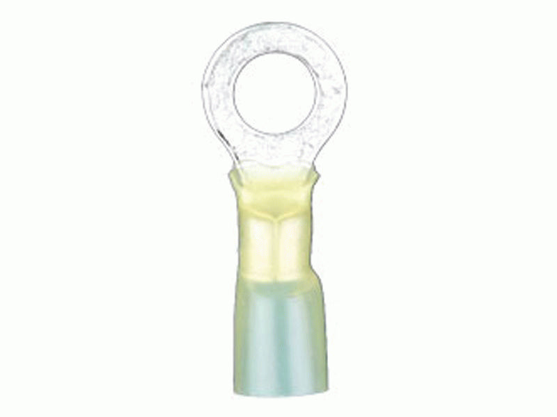 HEAT SHRINK YELLOW RING TERMINAL 12-10 GAUGE 5/16 INCH