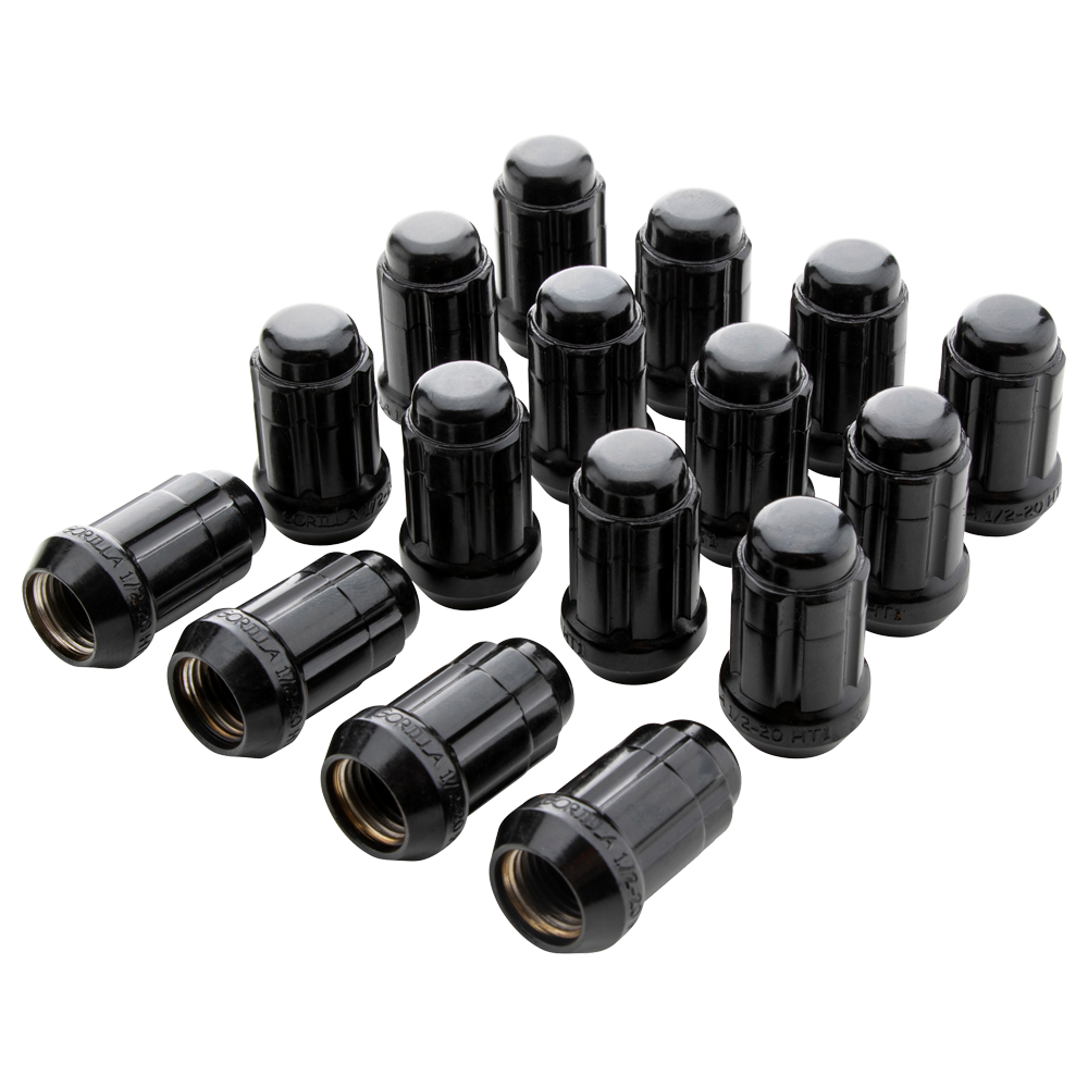 12MM X 1.25 5 LUG KIT SMALL DIAMETER BLACK CHROME (LUGS & KEY)
