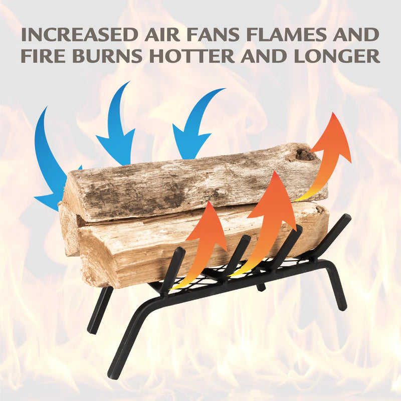 1/2 INCH 18IN STEEL FIREPLACE GRATE WITH EMBER RETAINER