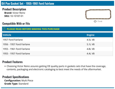 MAHLE Original Edsel Ranger 60-59 Oil Pan Set