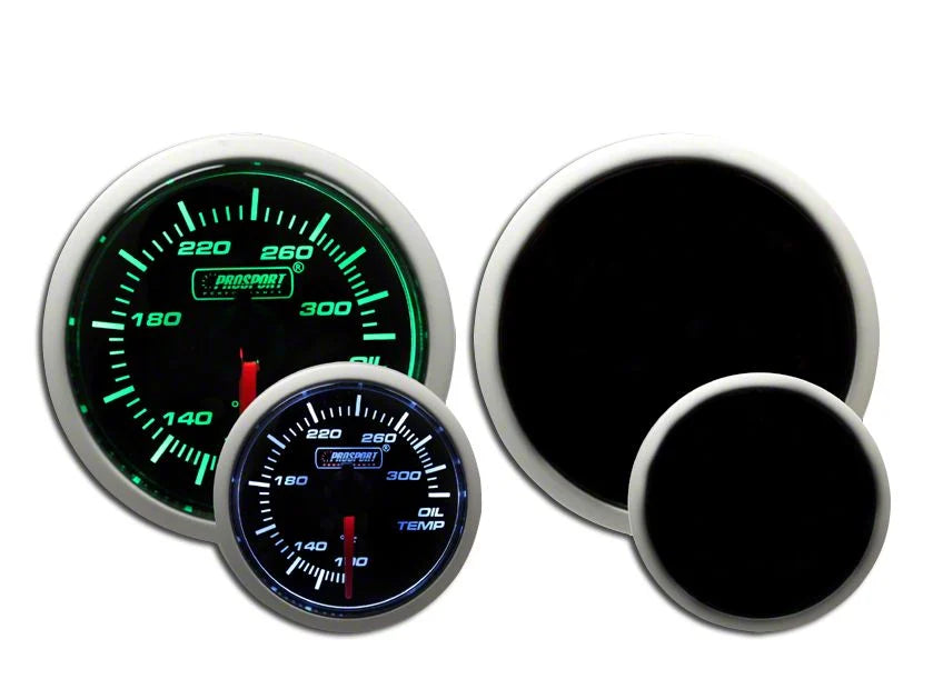 ProSport Oil Temperature Gauge Electronic w/Sender Green/White 52mm Universal