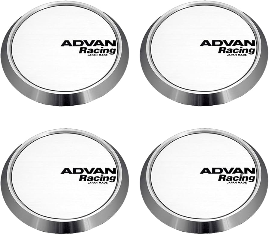 Advan 63mm Flat Centercap - White/Silver Alumite