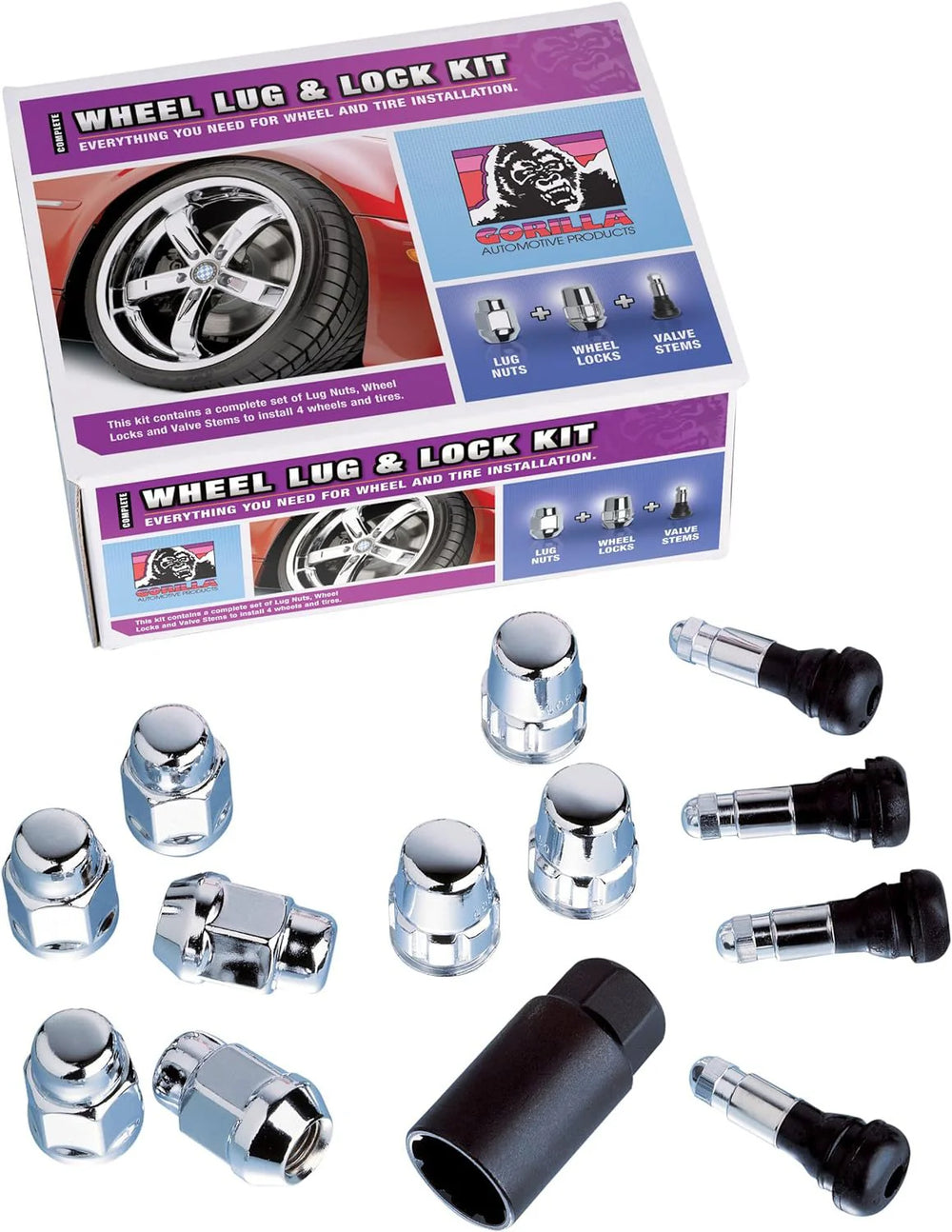 WHEEL INSTALLATION KITS WITH GORILLA LOCKS ACORN BULGE (13/16IN HEX) 1/2