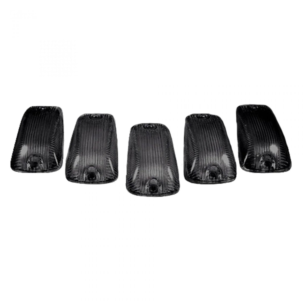 ~(1 lbs. 6X4X4)~ GMC and Chevy 88-02 CK Heavy-Duty (5-Piece Set) Smoked Cab Roof Light Lenses Only and Amber 194 LED Bulbs