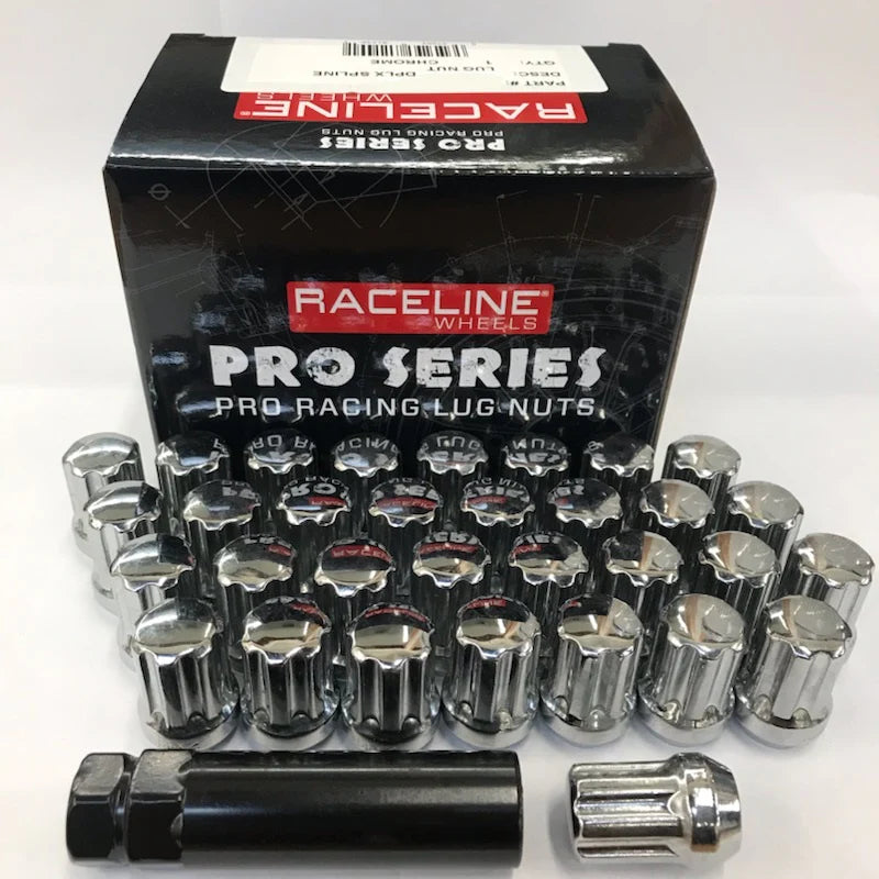 Raceline 9/16in Spline Chrome Lug Nuts (32 Pack)
