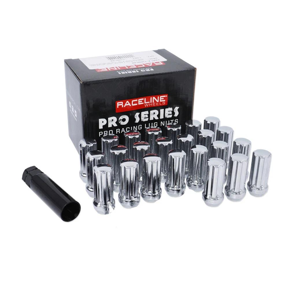 Raceline 9/16in XL Spline Chrome Lug Nuts (24 Pack)