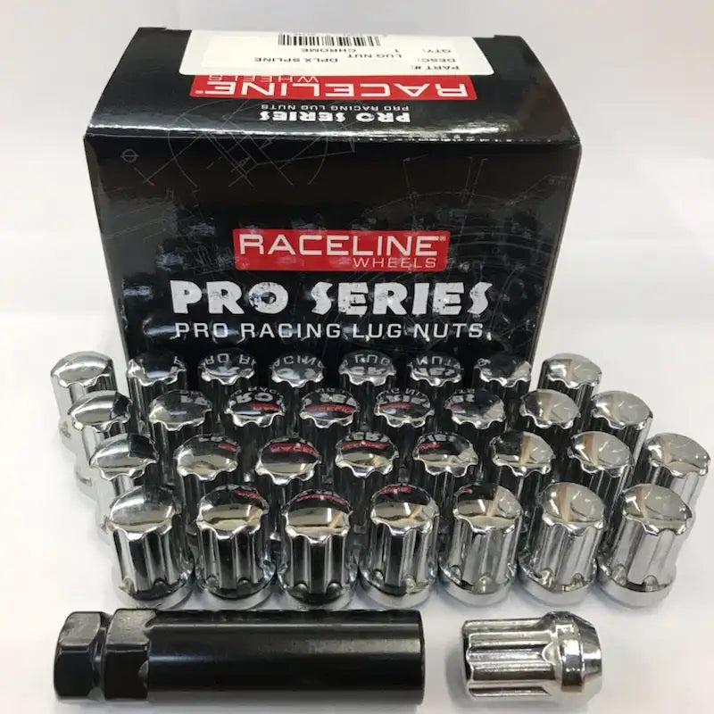 Raceline 14x2.0mm Spline Chrome Lug Nuts (32 Pack)