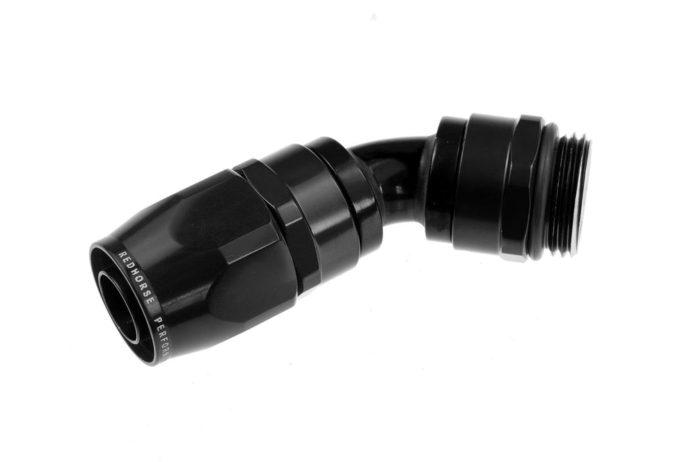 12 AN 45 DEGREE HOSE END WITH 12 ORB MALE END BLACK