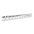 STUBBY SOCKET SET MM 6PT 1/4 DR 12PC