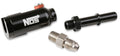 Late Model Billet Fuel Line Adapter Fits 5/16 Fuel Rail Black Anodized Aluminum (3) 1/8 Npt Ports W/ Adapters & Plug -4 An Fuel Port NOS