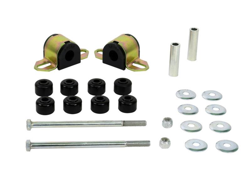Sway bar - mount and link bushings 10 Bushings 2 Saddles 2 Tubes 2 Bolts 8 Washers 2 Nuts Grease