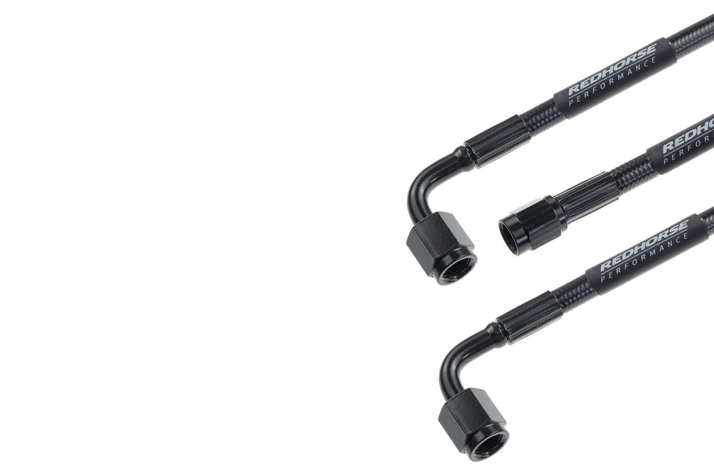 STRAIGHT 3 TO 90 DEGREE 3 30IN PRE ASSEMBLED BRAKE LINE BLACK