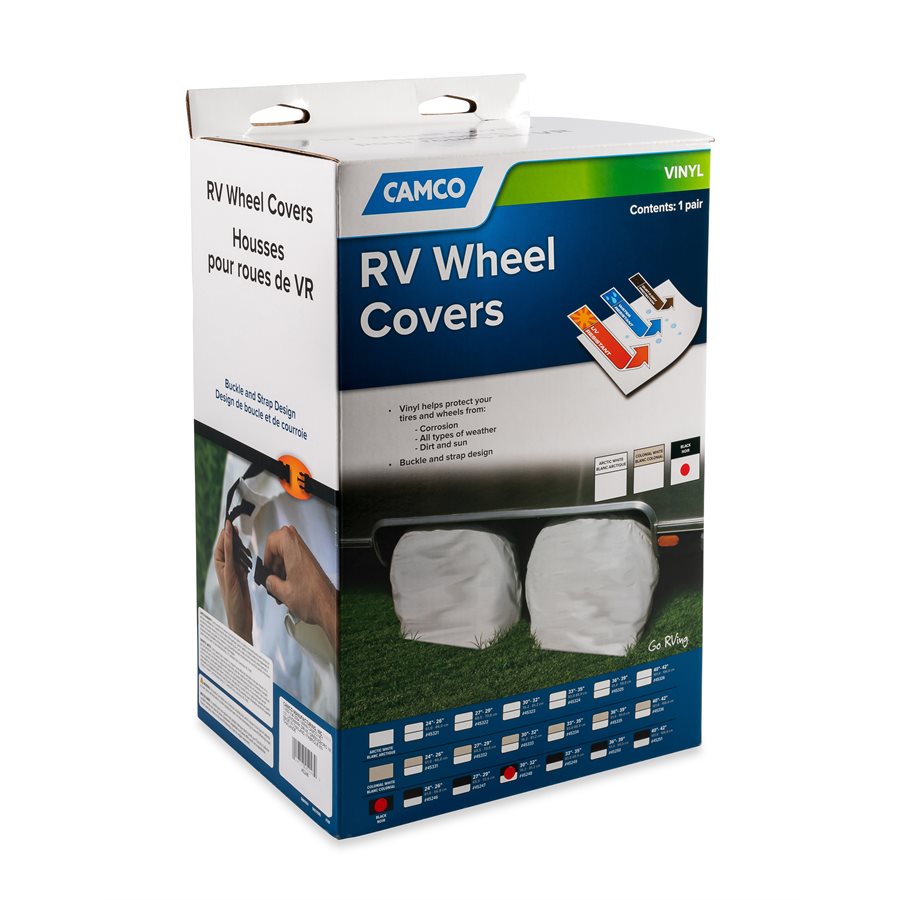 COVERWHEEL&TIRE PROTECTORS 3032INBLACK VINYL SET OF 2