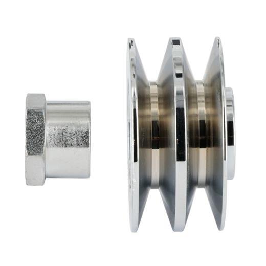 PULLEY 2V CHROME 3/8IN W X 2.33IN OD W/STEP NUT