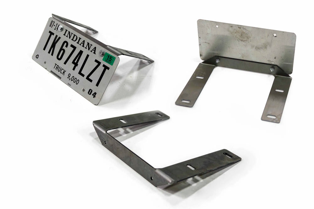 ~(5 lbs. 13X9X4)~ Destroyer Front Bumper License Plate Mount Bare Steel 2007-2017 Jeep JK Wrangler