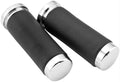 Bikers Choice Chrome & Leather 1 Inch Grips Universal Pr