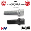 H&R Wheel Bolts 14 X 1.5 / Length 35mm / Tapered / Head 17mm - Black - Set of 10