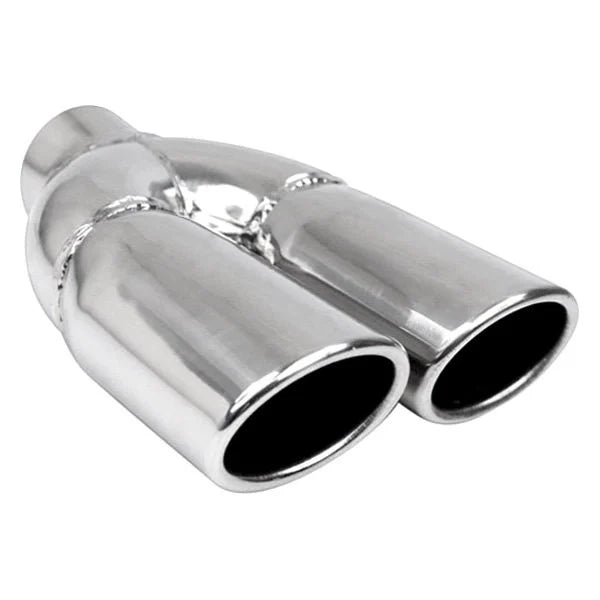 DUAL OVAL ROLLED SLANT SS EXHAUST TIP 2.25IN ID / 2.25INX6.50IN OD