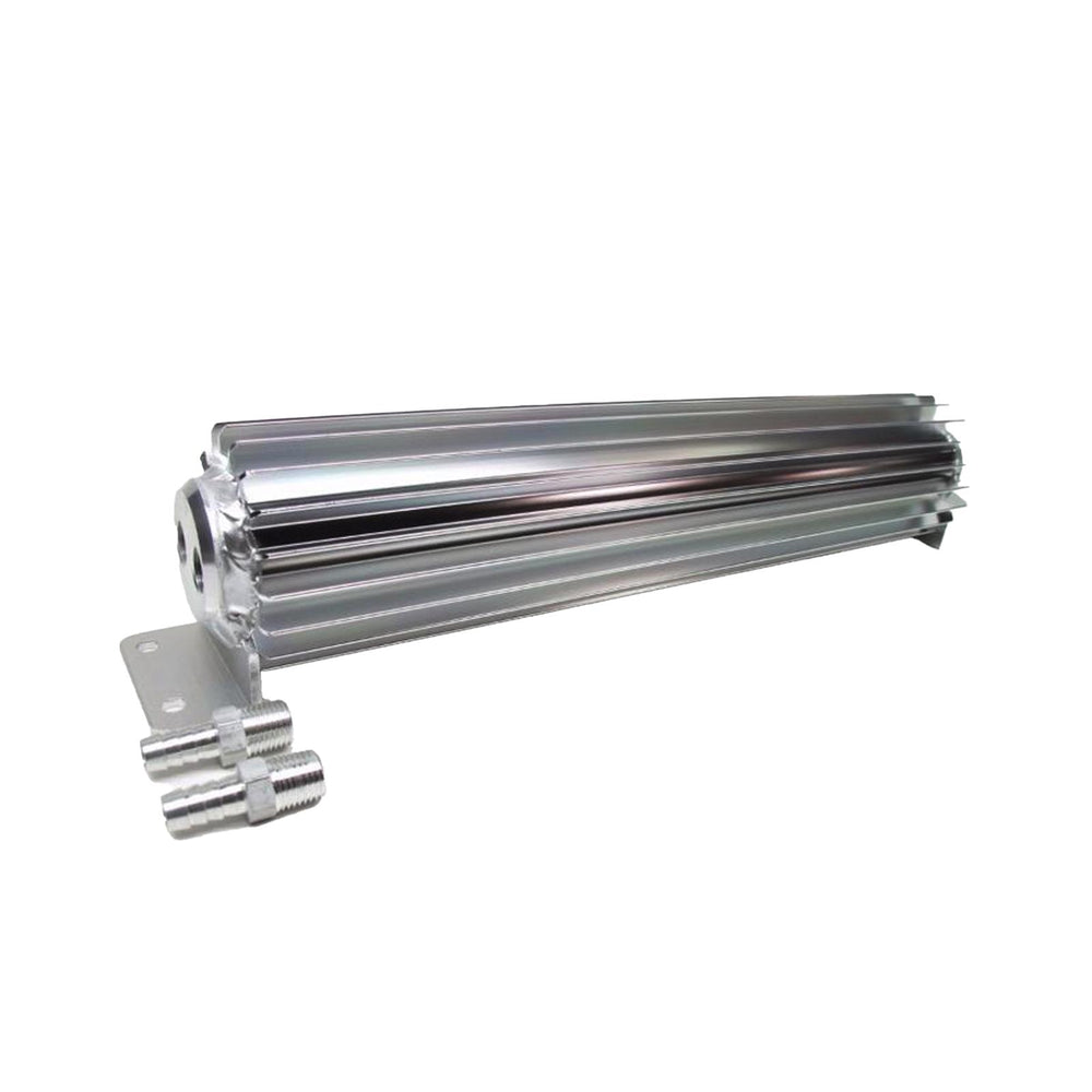 FLUID COOLER HEAT SINK DUAL PASS 14IN W/ MOUNTING HD & FITTINGS SATIN SILVER