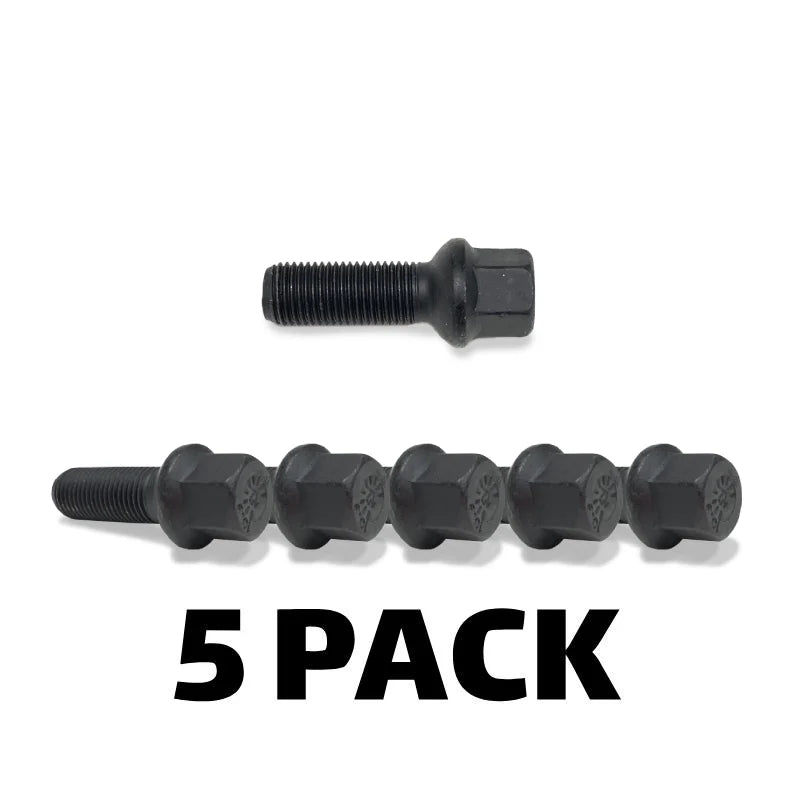 H&R Wheel Bolts 14 X 1.5 / Length 35mm / VW / Audi Ball / Head 17mm - Black - Set of 10