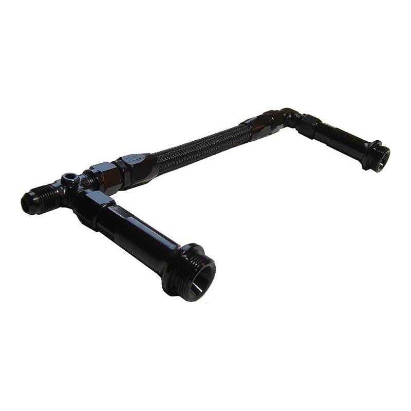6 HOLLEY 4150 SERIES BLACK FITTING DUAL INLET CARBURETOR LINE KIT W/BLACK HOSE