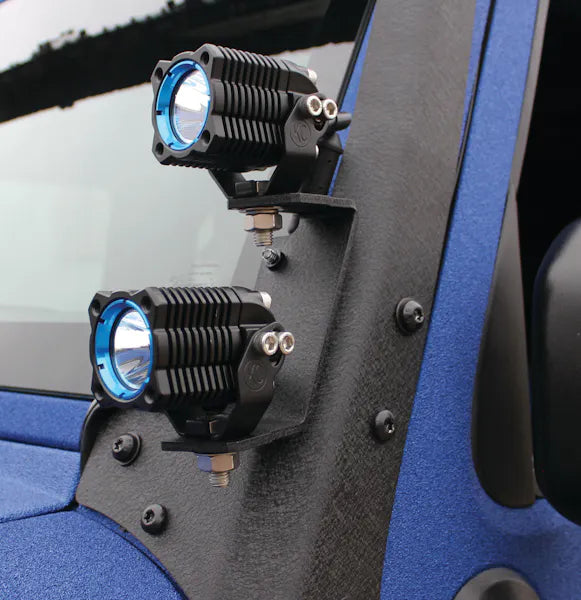 0717 WRANGLER WINDSHIELD COMBO LIGHT BRACKET BLACK