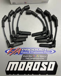 Moroso GM LS 9.75in Wire Unsleeved Coil On Plug 90 Deg Boots Ultra Spark Plug Wire Set - Black