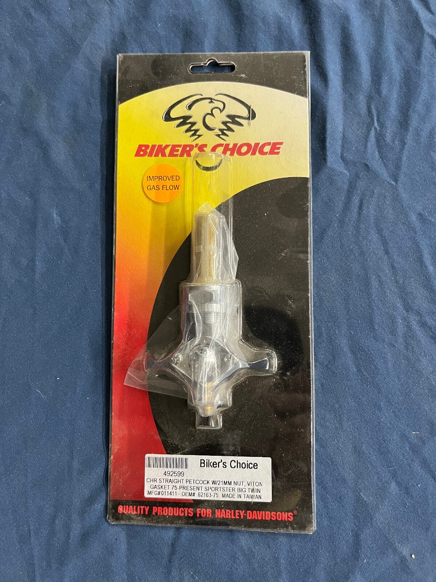 Bikers Choice 75-Up XL Big Twin Custom Chrome 22MM Straight Petcock Replaces H-D 62163-75