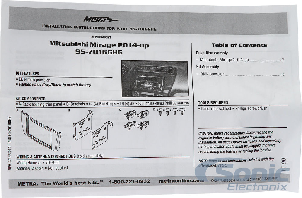 MITSUBISHI MIRAGE 14-UP DDIN