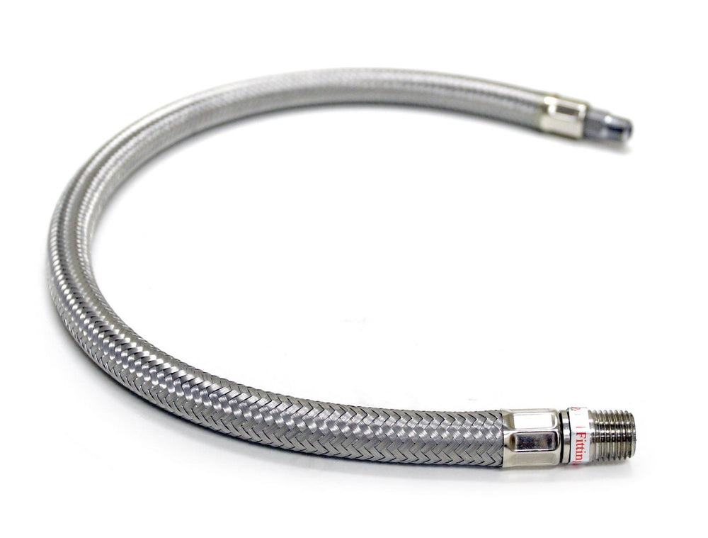 36IN S.S. BRAIDED LEADER HOSE (1/4INM TO 1/4INM NPT SWIVEL)