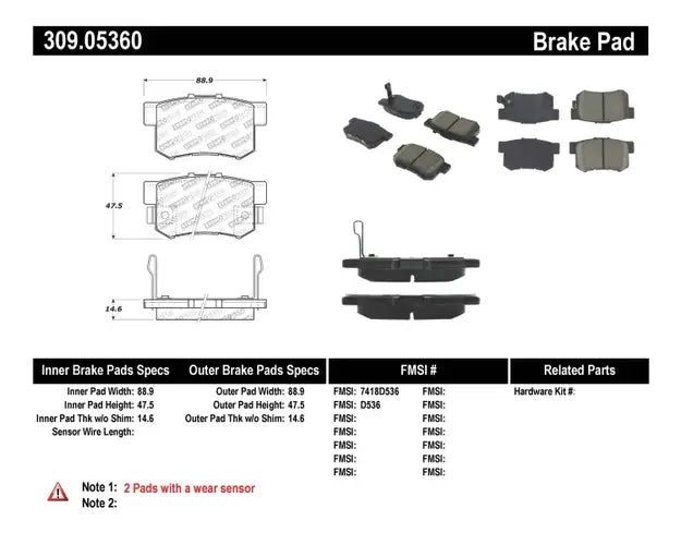 PosiQuiet 08-10 Accord EX/EX-L / 01-03 Acura CL / 96-04 RL / 99-07 TL Front Ceramic Brake Pads