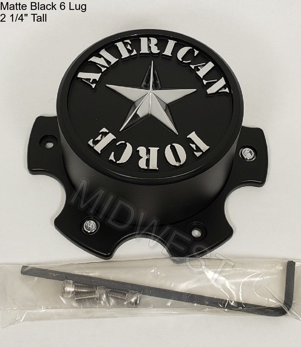 AMERICAN FORCE 2 BLACK ABS CENTER CAP 6 LUG - AFX361