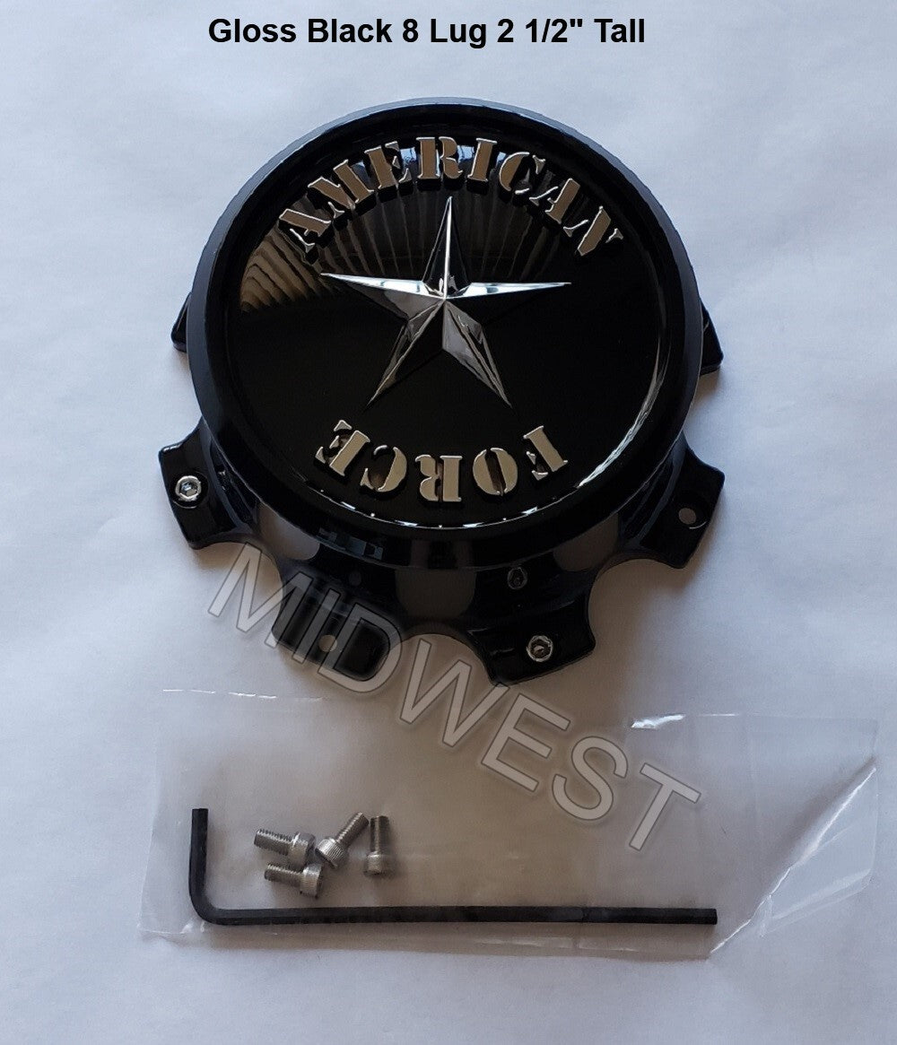 AMERICAN FORCE 2 ABS CENTER CAP CH GLOSS BLK - AFX307G