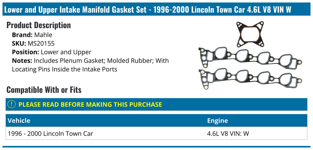 ~(0.5 lbs. 24X6X0)~ FORD 281 cid (4.6L) SOHC 16v V8. (1996-2000) VINfts 69XW
