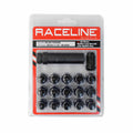 Raceline Spline Lug Nut Kit with Spline Key 12 x 1.5 - 16 Pack - Black