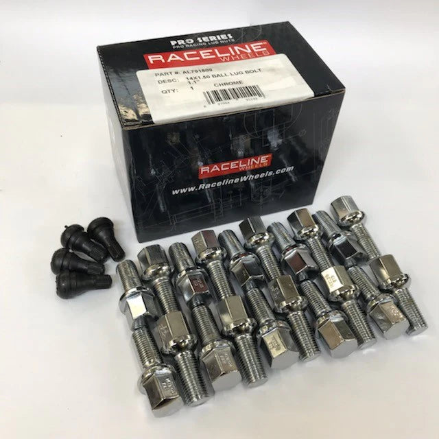 Raceline 14x1.50 1.1in Ball Seat Chrome Lug Bolts