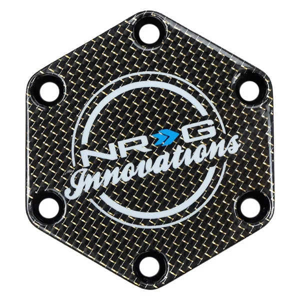 NRG Carbon Fiber w/ Chrome Gold Texalium Fabrics Horn Delete Button Circular Logo Front/ Back