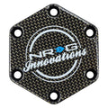 NRG Carbon Fiber w/ Chrome Gold Texalium Fabrics Horn Delete Button Circular Logo Front/ Back